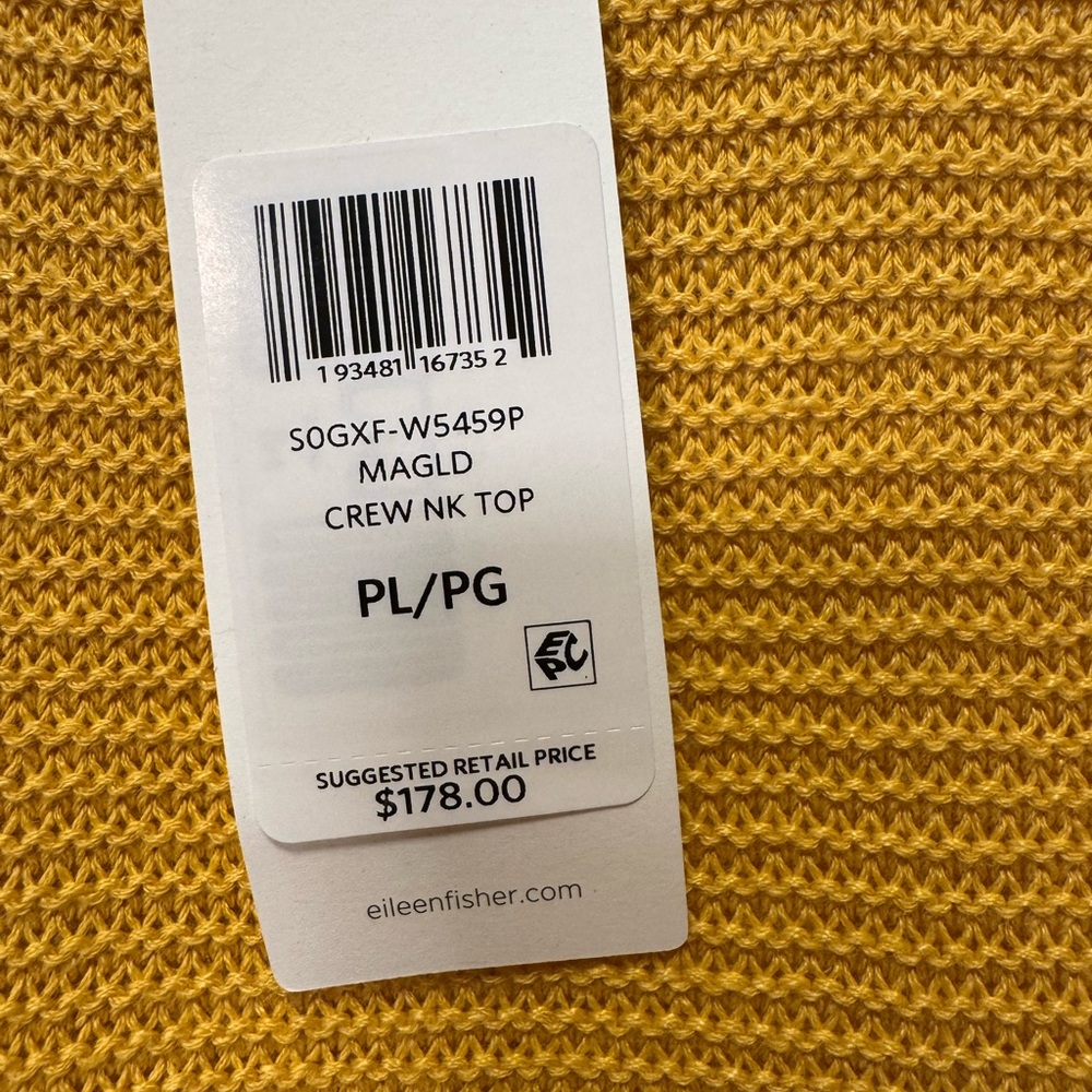 Eileen Fisher Organic Linen Cotton Crew Neck Top sweater Women’s Sz PL Marigold - Picture 7 of 8